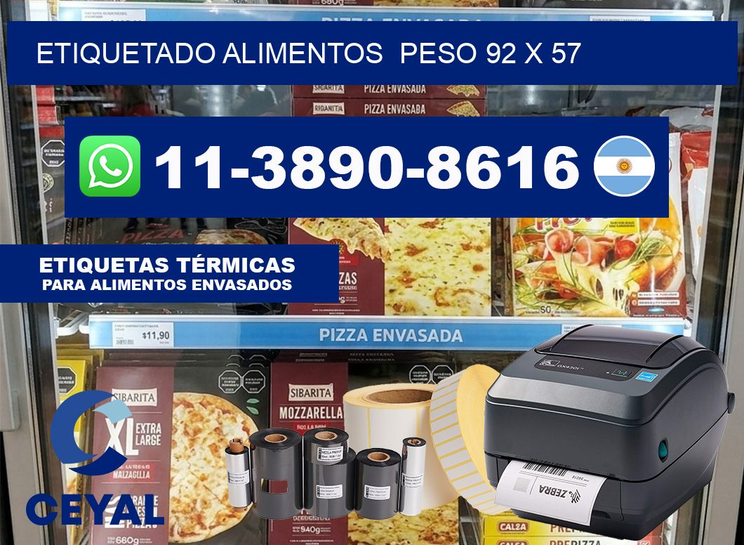 etiquetado alimentos  Peso 92 x 57