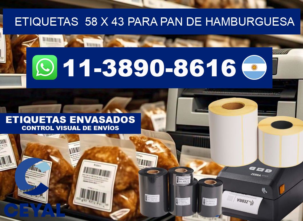 etiquetas  58 x 43 para Pan de hamburguesa