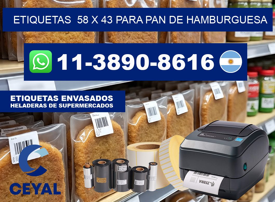 etiquetas  58 x 43 para Pan de hamburguesa