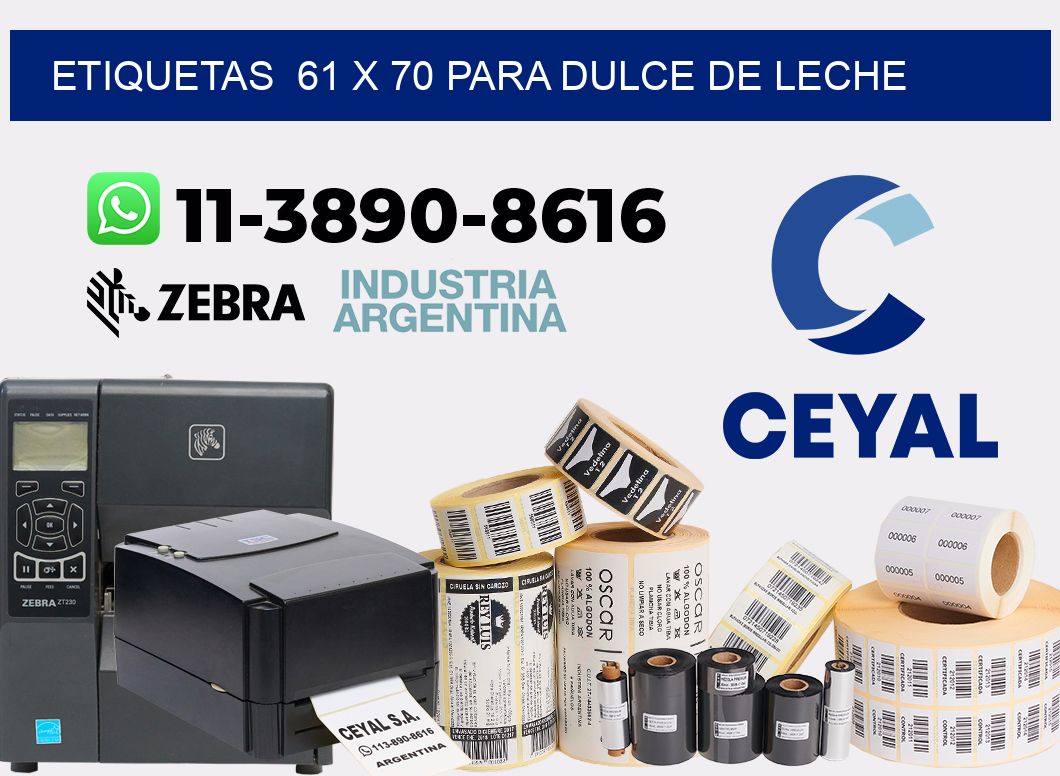 etiquetas 61 x 70 para Dulce de leche