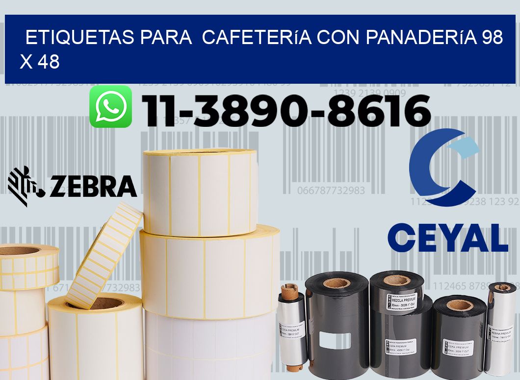 etiquetas para  Cafetería con panadería 98 x 48