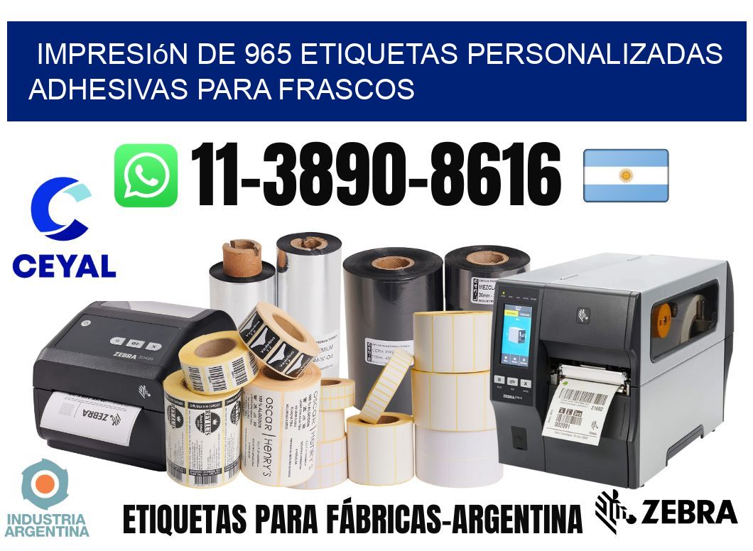 impresión de 965 etiquetas personalizadas adhesivas para frascos
