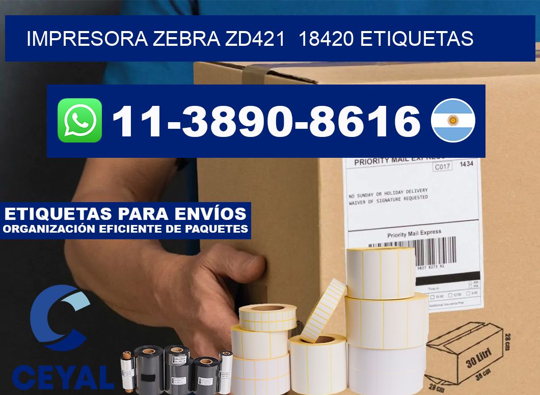 impresora zebra zd421  18420 etiquetas