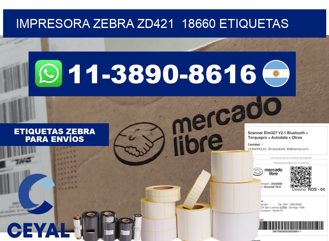 impresora zebra zd421 18660 etiquetas
