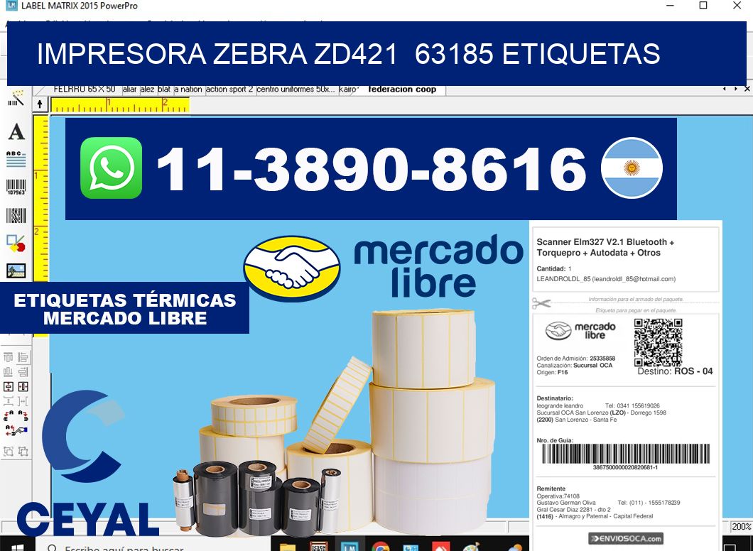 impresora zebra zd421  63185 etiquetas