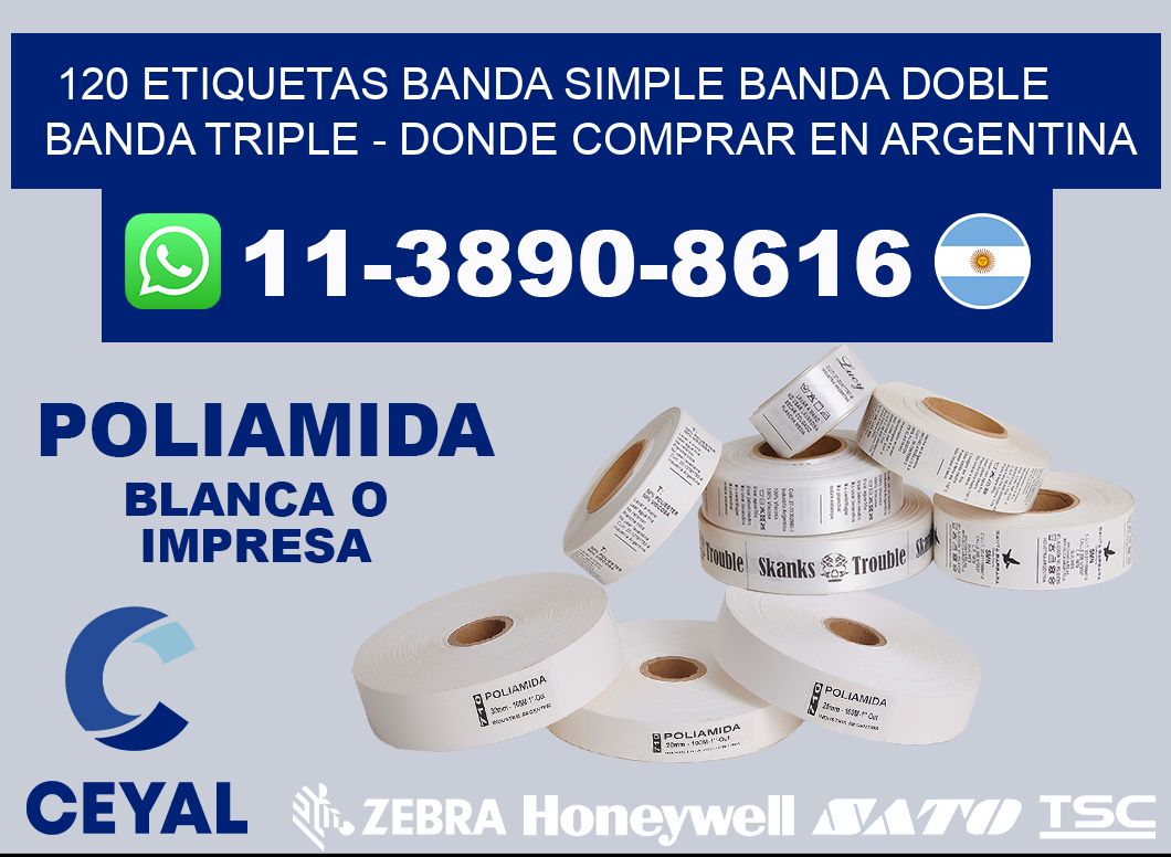 120 etiquetas banda simple banda doble banda triple - Donde Comprar en Argentina