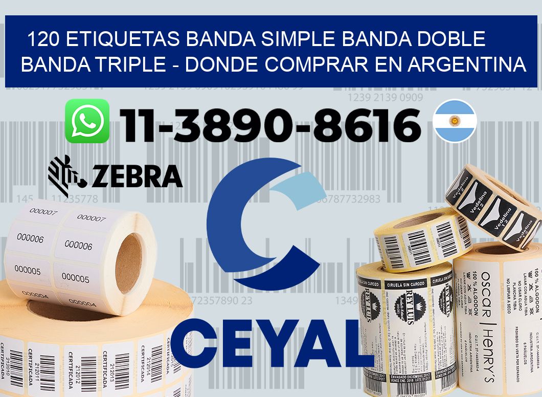 120 etiquetas banda simple banda doble banda triple - Donde Comprar en Argentina