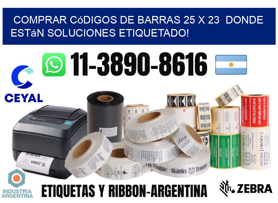 Comprar códigos de barras 25 x 23  donde están soluciones etiquetado!