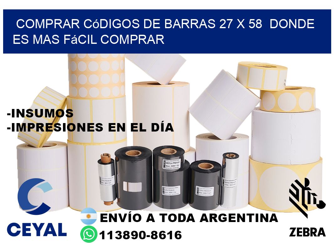 Comprar códigos de barras 27 x 58  Donde es mas fácil comprar