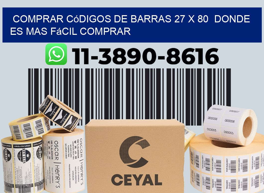 Comprar códigos de barras 27 x 80  Donde es mas fácil comprar