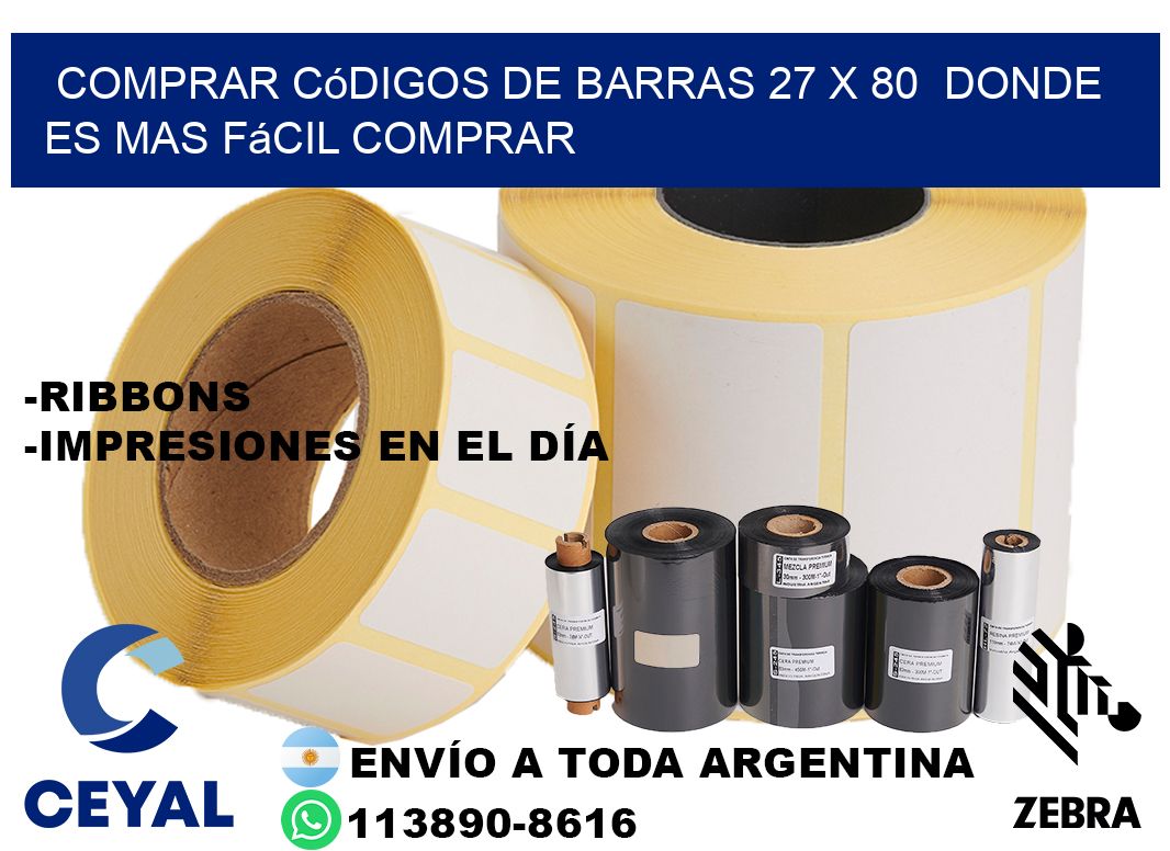 Comprar códigos de barras 27 x 80  Donde es mas fácil comprar