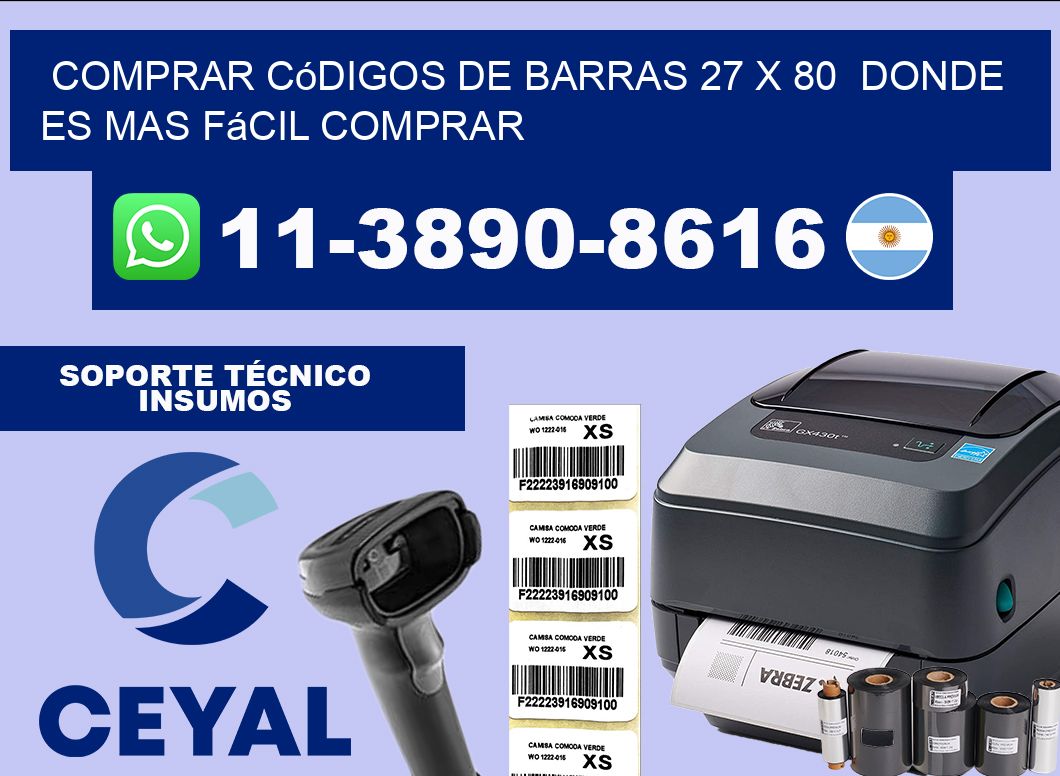Comprar códigos de barras 27 x 80  Donde es mas fácil comprar