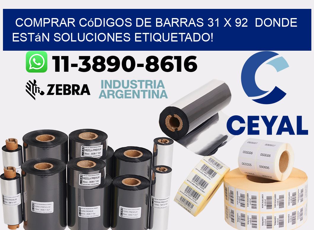 Comprar códigos de barras 31 x 92  donde están soluciones etiquetado!