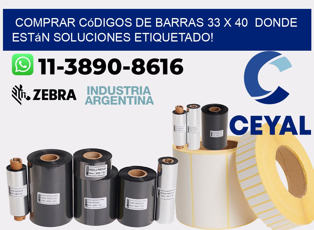 Comprar códigos de barras 33 x 40  donde están soluciones etiquetado!