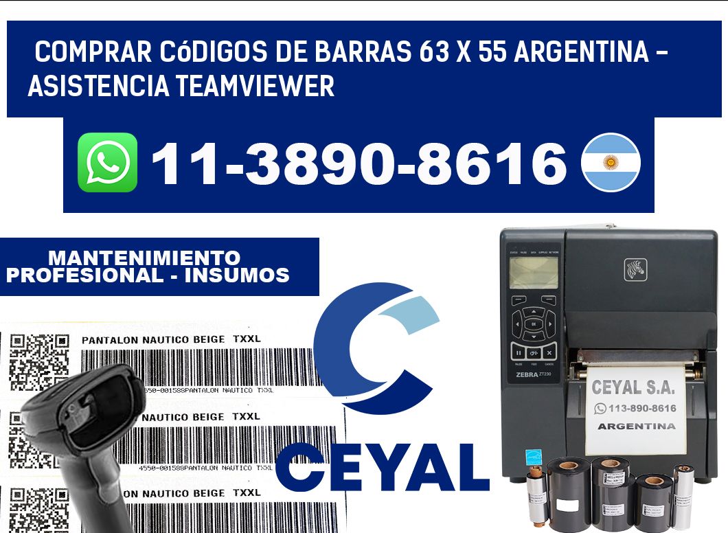 Comprar códigos de barras 63 x 55 argentina - asistencia teamviewer