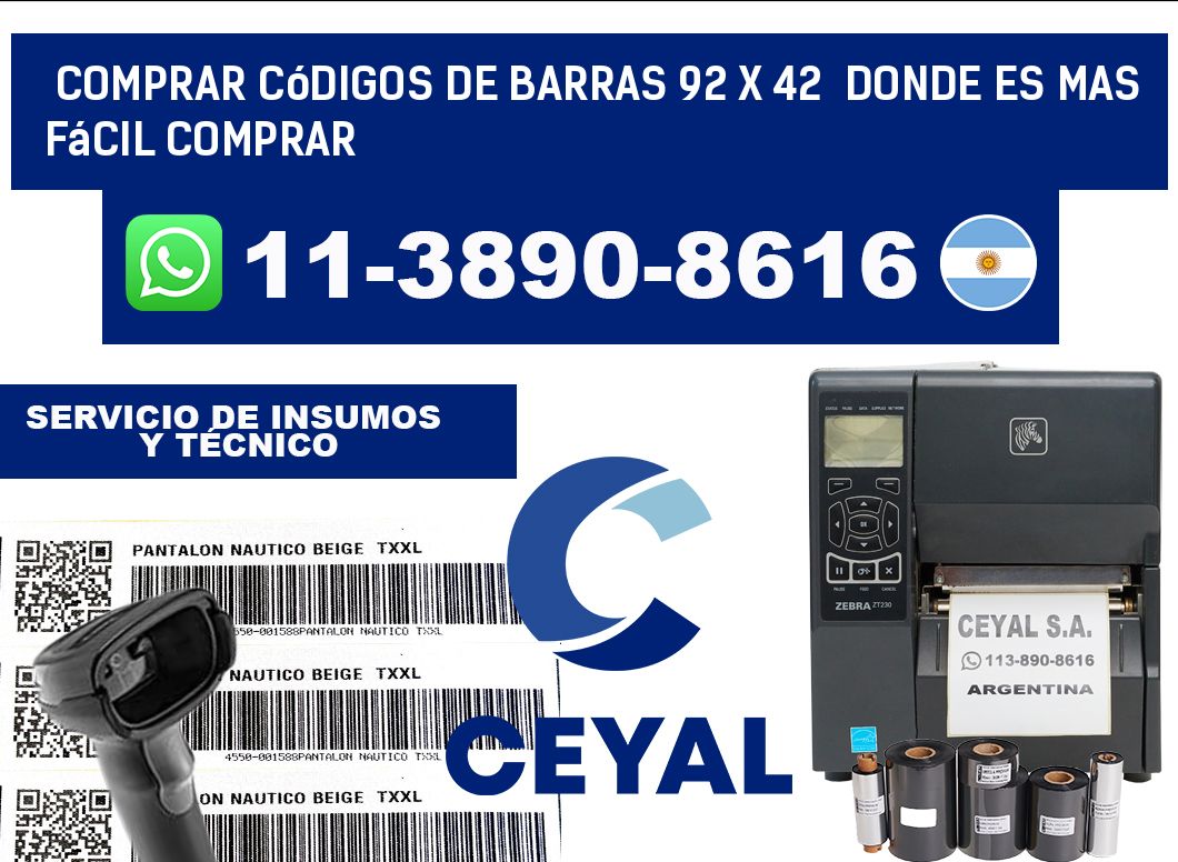Comprar códigos de barras 92 x 42  Donde es mas fácil comprar