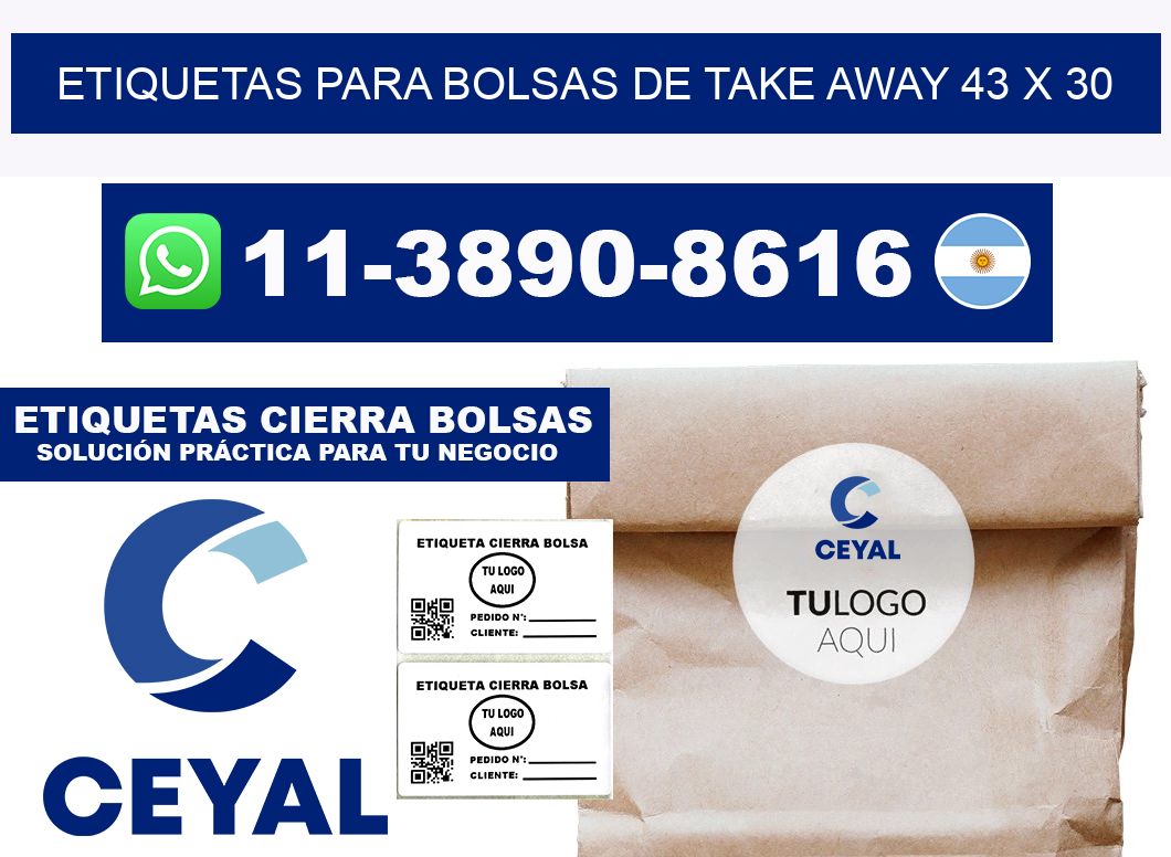 ETIQUETAS PARA BOLSAS DE TAKE AWAY 43 x 30