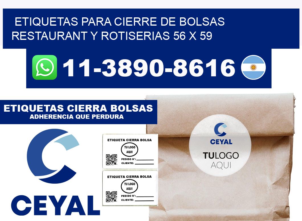 ETIQUETAS PARA CIERRE DE BOLSAS RESTAURANT Y ROTISERIAS 56 x 59