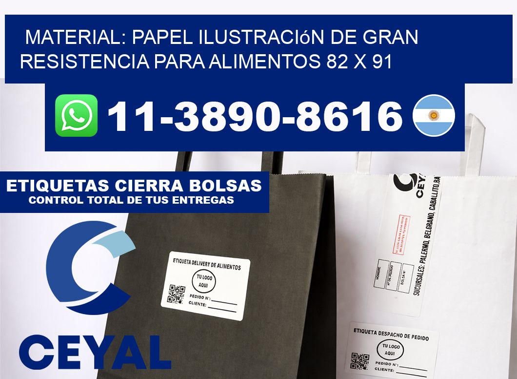Material: papel ilustración de gran resistencia para alimentos 82 x 91