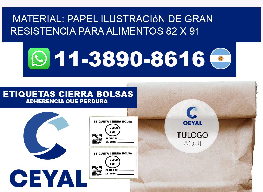 Material: papel ilustración de gran resistencia para alimentos 82 x 91