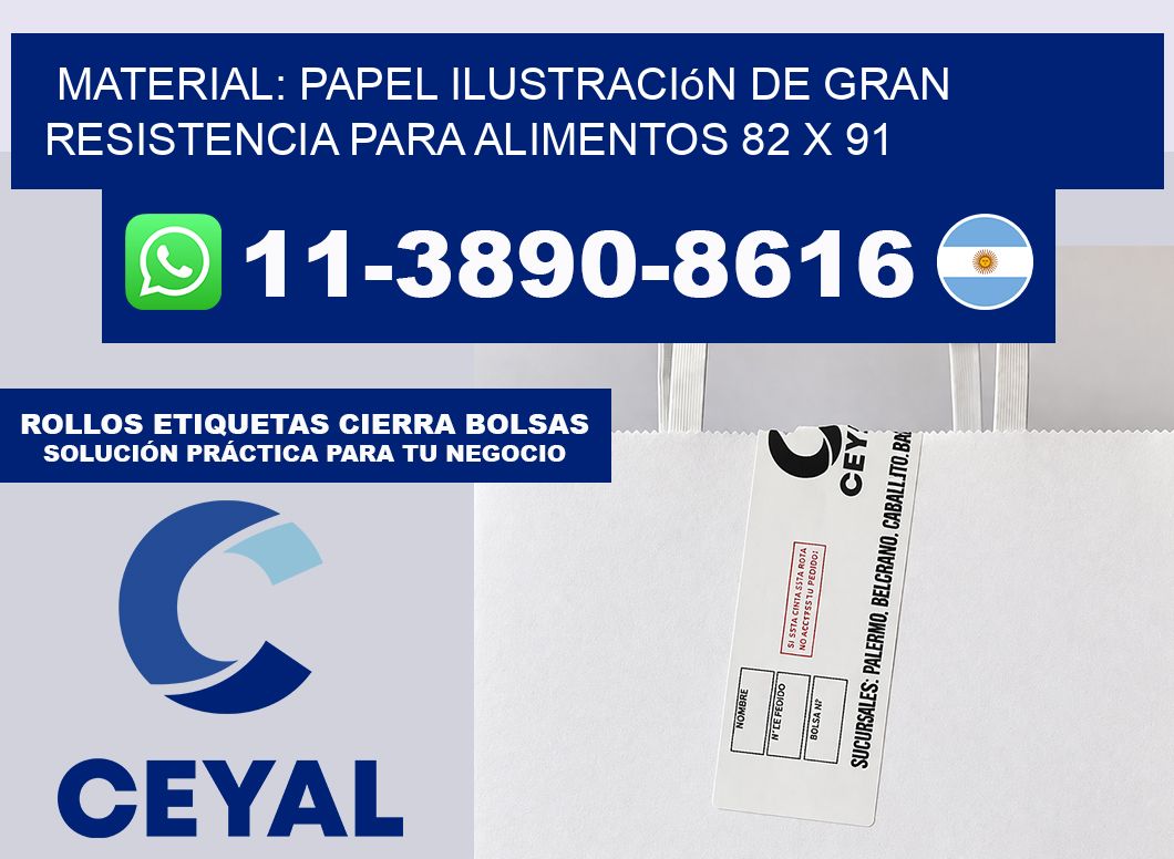 Material: papel ilustración de gran resistencia para alimentos 82 x 91