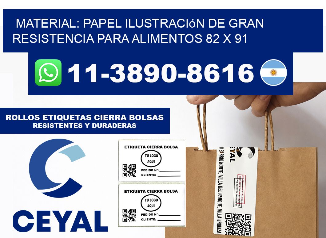Material: papel ilustración de gran resistencia para alimentos 82 x 91