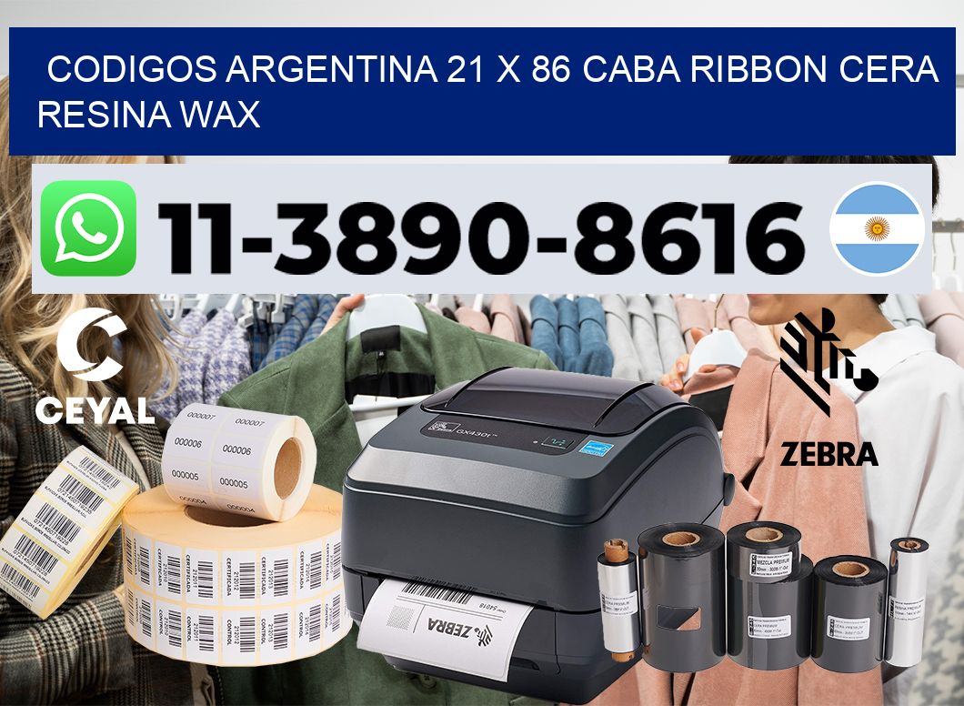 codigos Argentina 21 x 86 CABA Ribbon cera resina wax