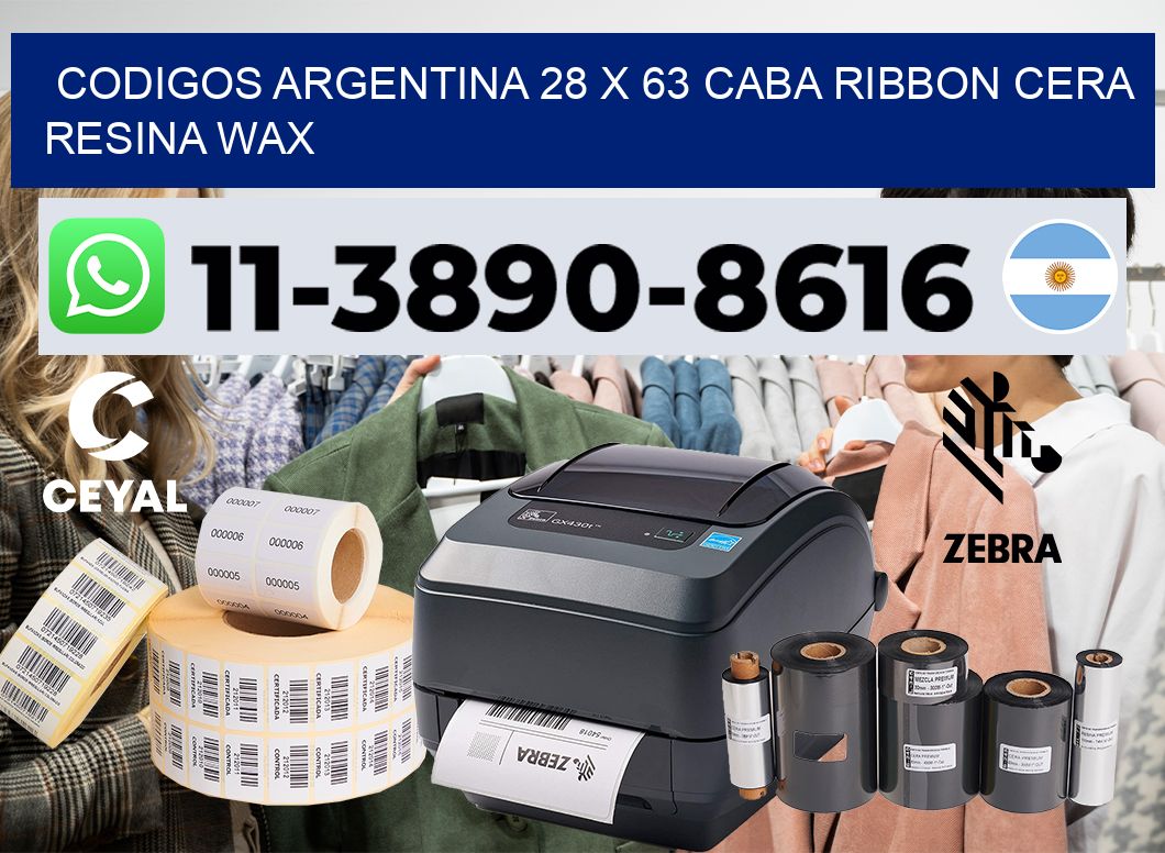 codigos Argentina 28 x 63 CABA Ribbon cera resina wax