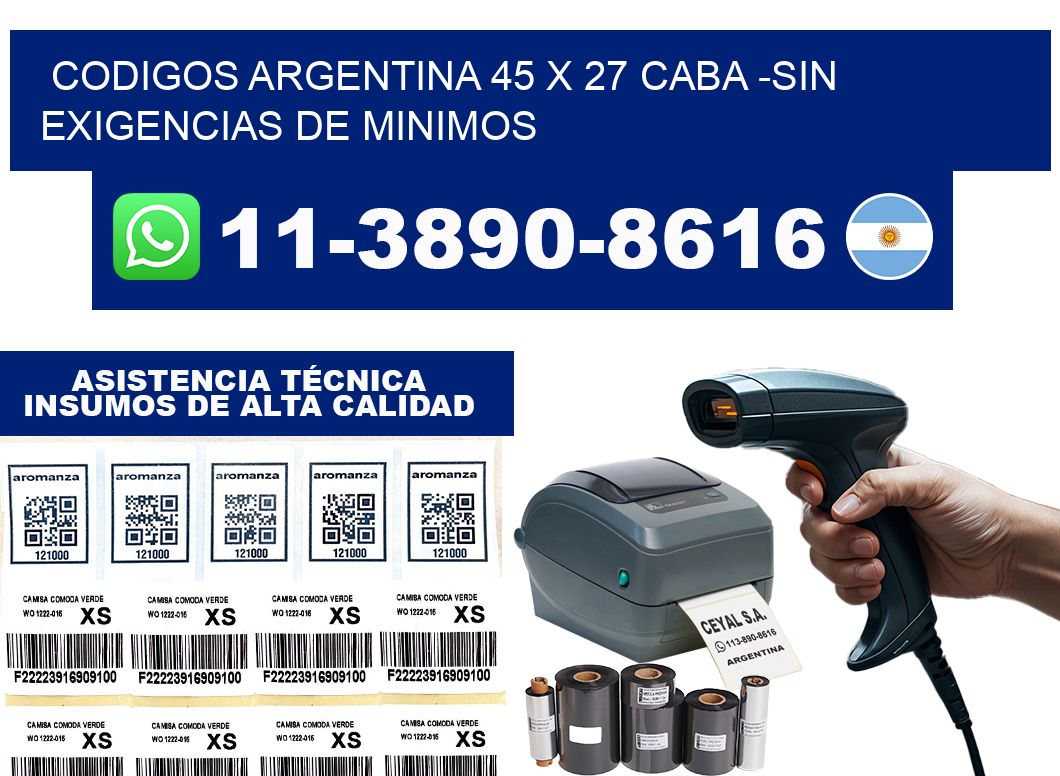 codigos Argentina 45 x 27 CABA -Sin exigencias de minimos