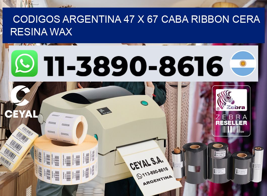 codigos Argentina 47 x 67 CABA Ribbon cera resina wax