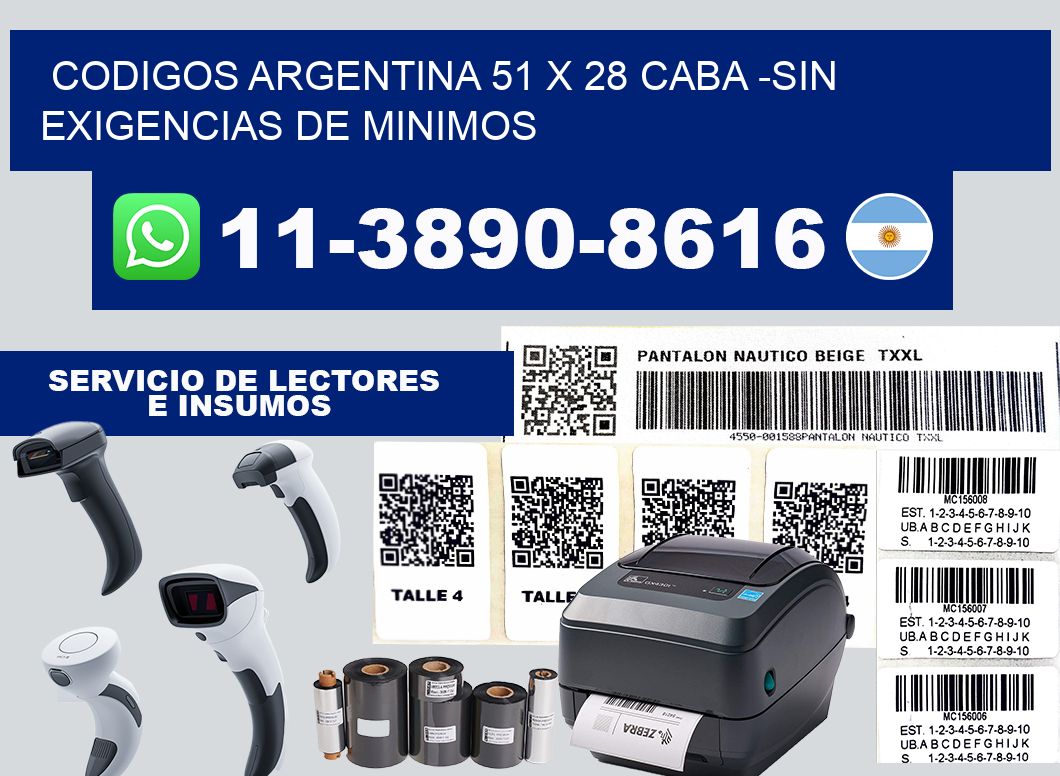 codigos Argentina 51 x 28 CABA -Sin exigencias de minimos