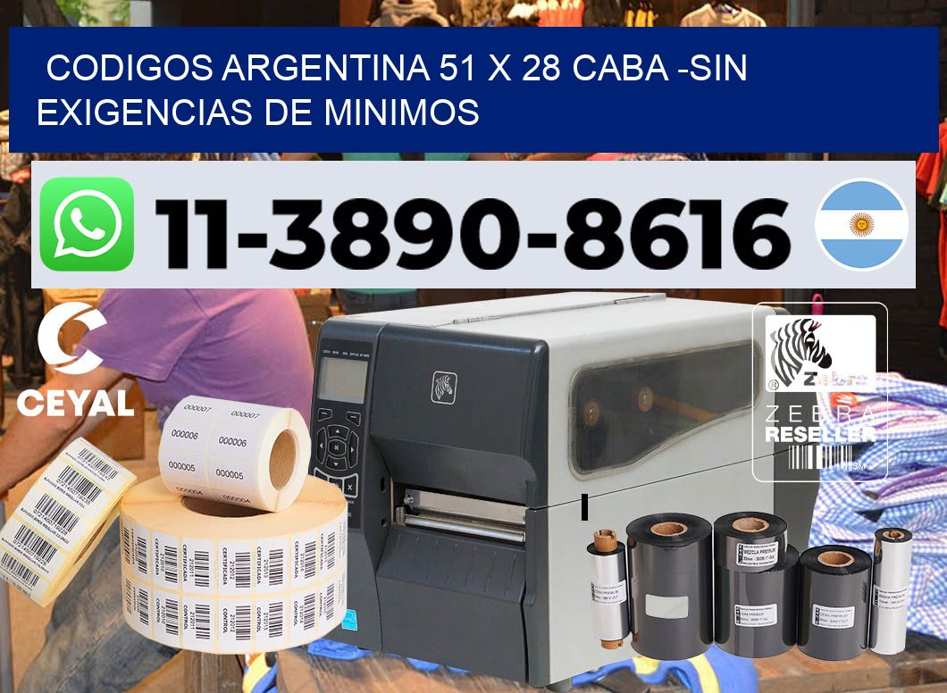 codigos Argentina 51 x 28 CABA -Sin exigencias de minimos