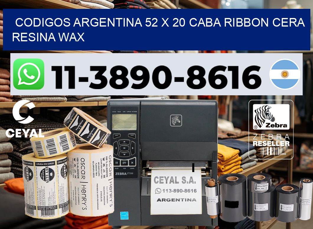 codigos Argentina 52 x 20 CABA Ribbon cera resina wax
