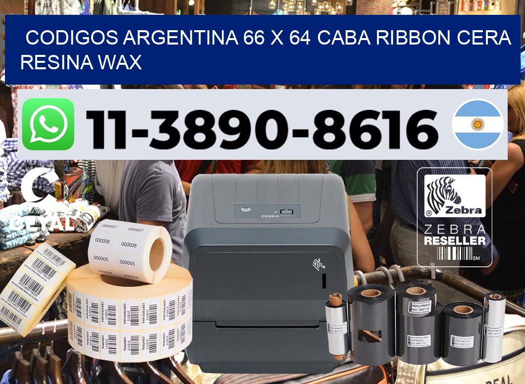 codigos Argentina 66 x 64 CABA Ribbon cera resina wax
