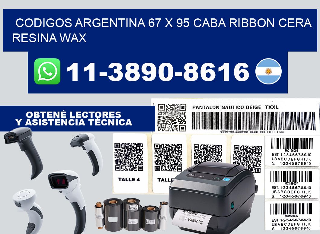 codigos Argentina 67 x 95 CABA Ribbon cera resina wax