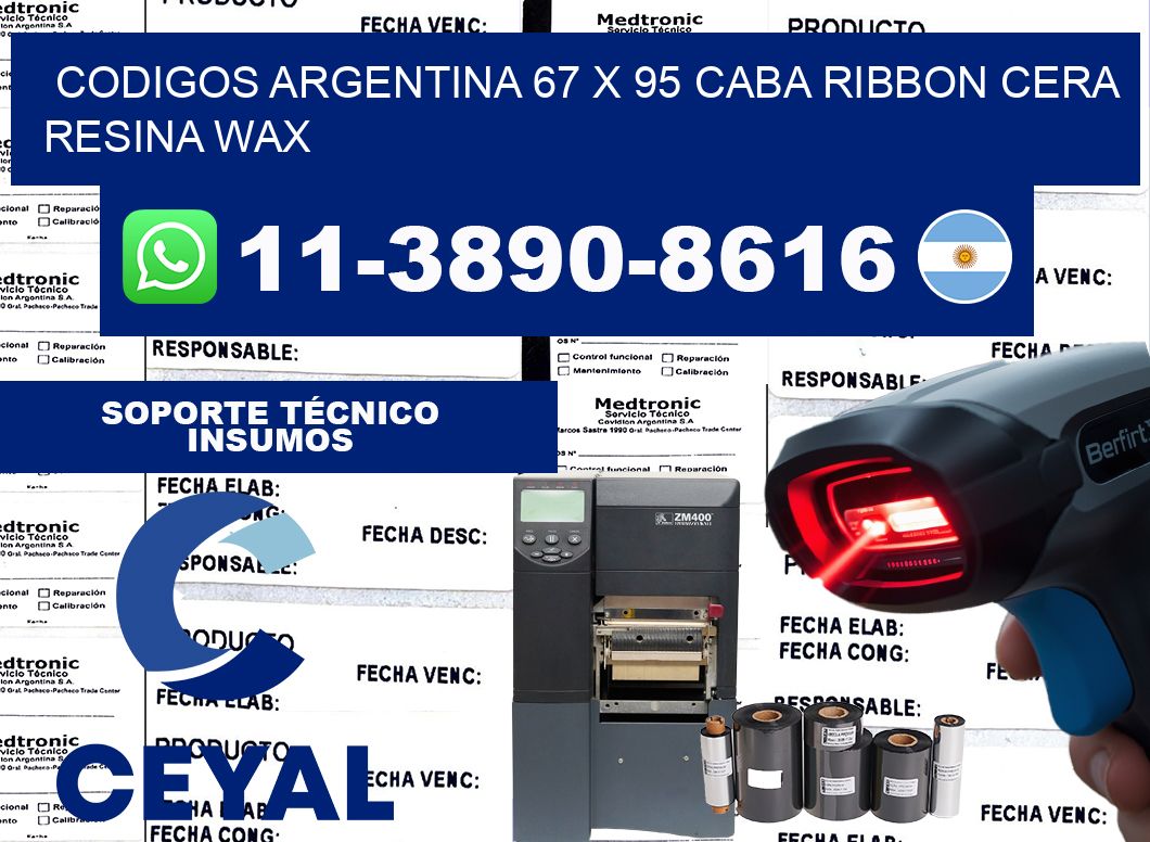 codigos Argentina 67 x 95 CABA Ribbon cera resina wax