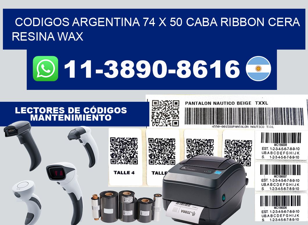 codigos Argentina 74 x 50 CABA Ribbon cera resina wax