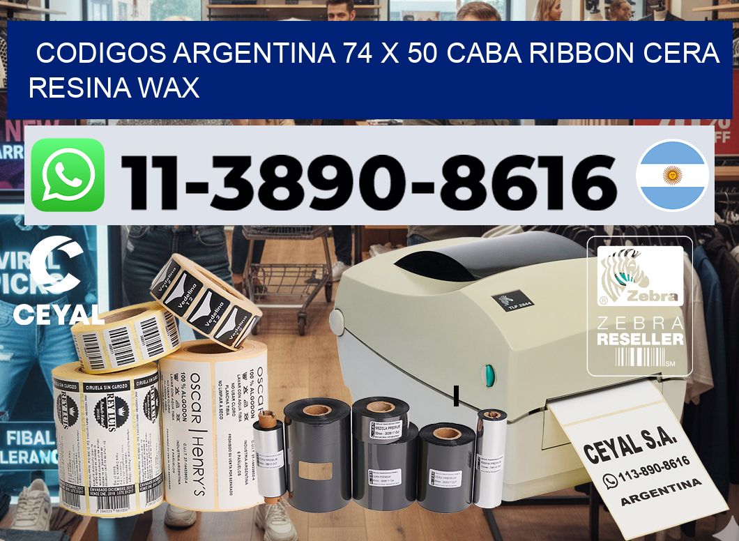 codigos Argentina 74 x 50 CABA Ribbon cera resina wax