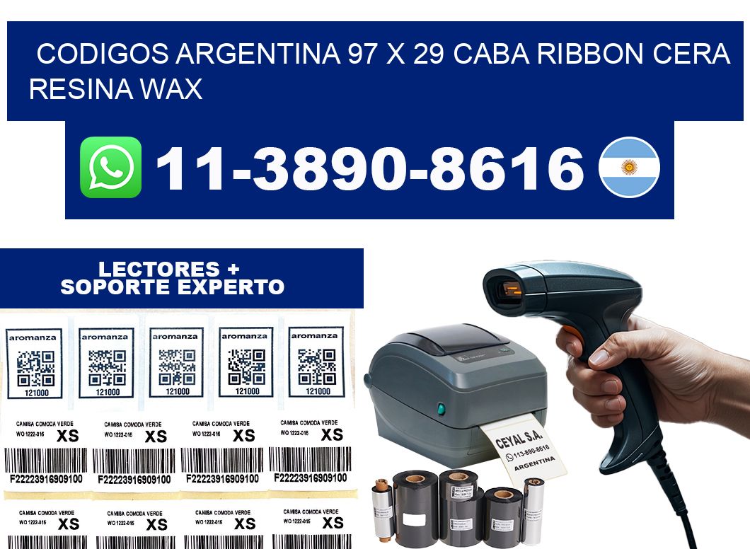 codigos Argentina 97 x 29 CABA Ribbon cera resina wax