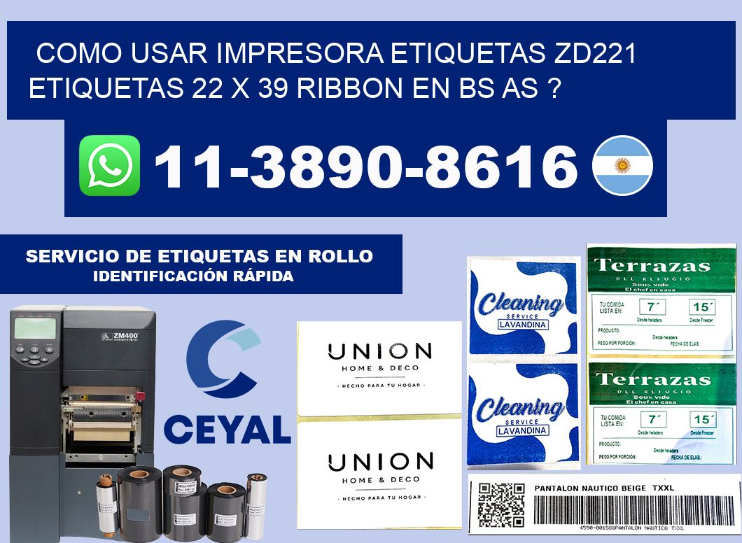 como usar impresora etiquetas zd221 etiquetas 22 x 39 ribbon en BS AS ?