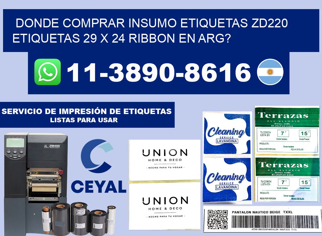 donde comprar insumo etiquetas zd220 etiquetas 29 x 24 ribbon en ARG?