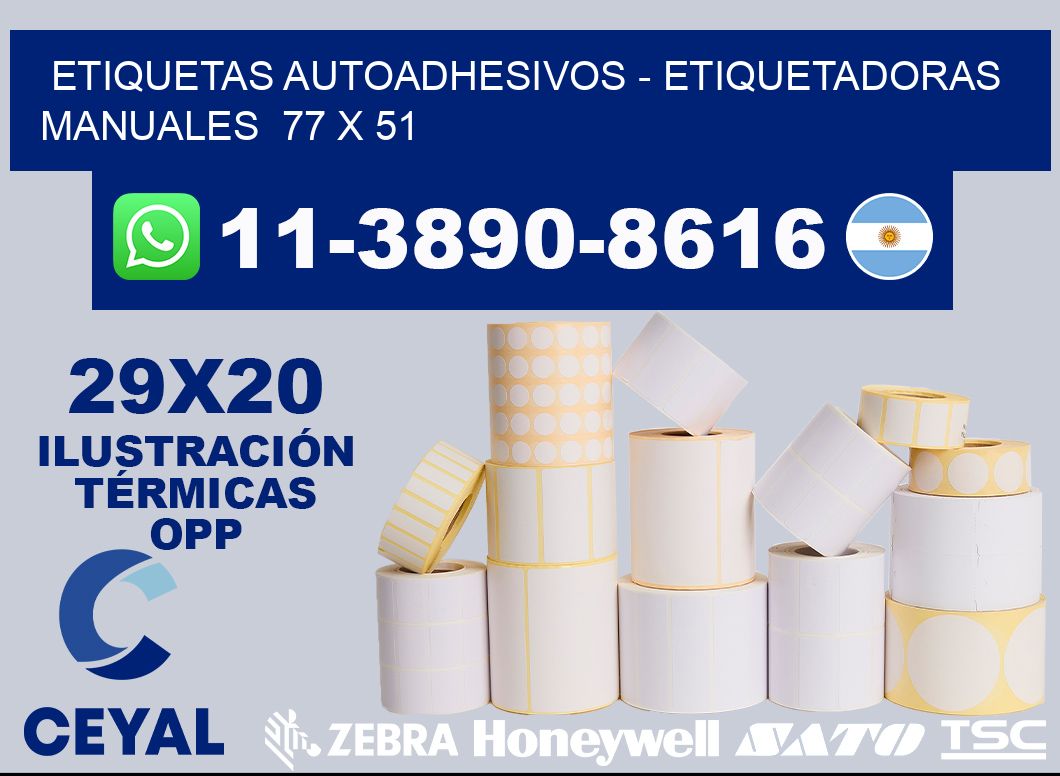 etiquetas autoadhesivos - Etiquetadoras Manuales  77 x 51