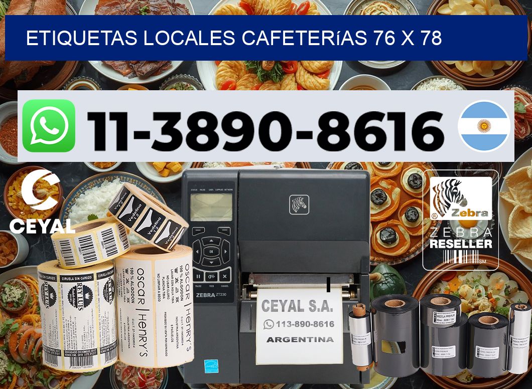 etiquetas locales cafeterías 76 x 78