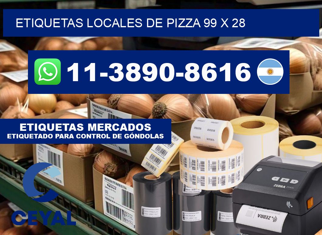 etiquetas locales de pizza 99 x 28