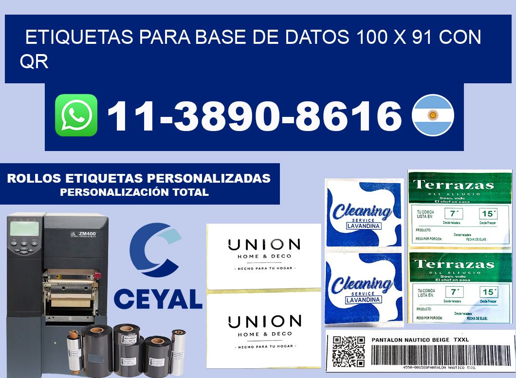 etiquetas para base de datos 100 x 91 con QR
