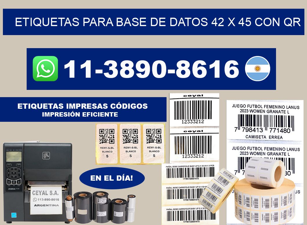 etiquetas para base de datos 42 x 45 con QR