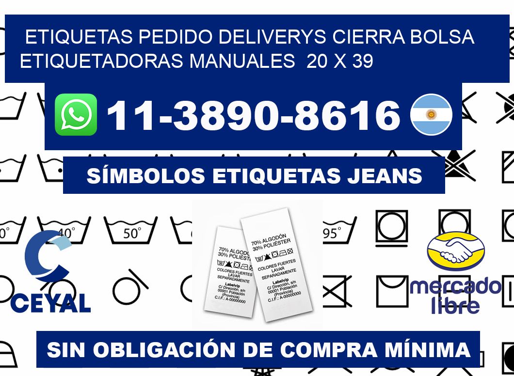 etiquetas pedido deliverys cierra bolsa  Etiquetadoras Manuales  20 x 39