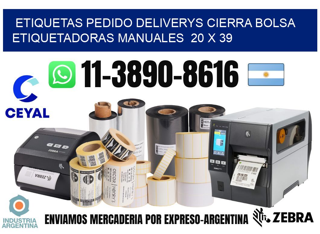 etiquetas pedido deliverys cierra bolsa  Etiquetadoras Manuales  20 x 39