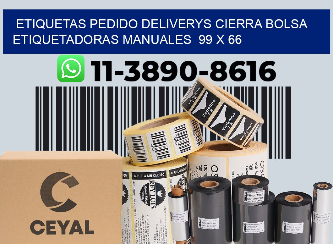 etiquetas pedido deliverys cierra bolsa  Etiquetadoras Manuales  99 x 66