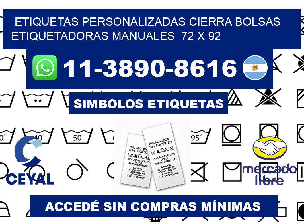 etiquetas personalizadas cierra bolsas  Etiquetadoras Manuales  72 x 92